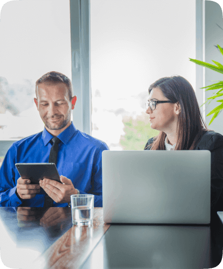 Professionals looking at a tablet